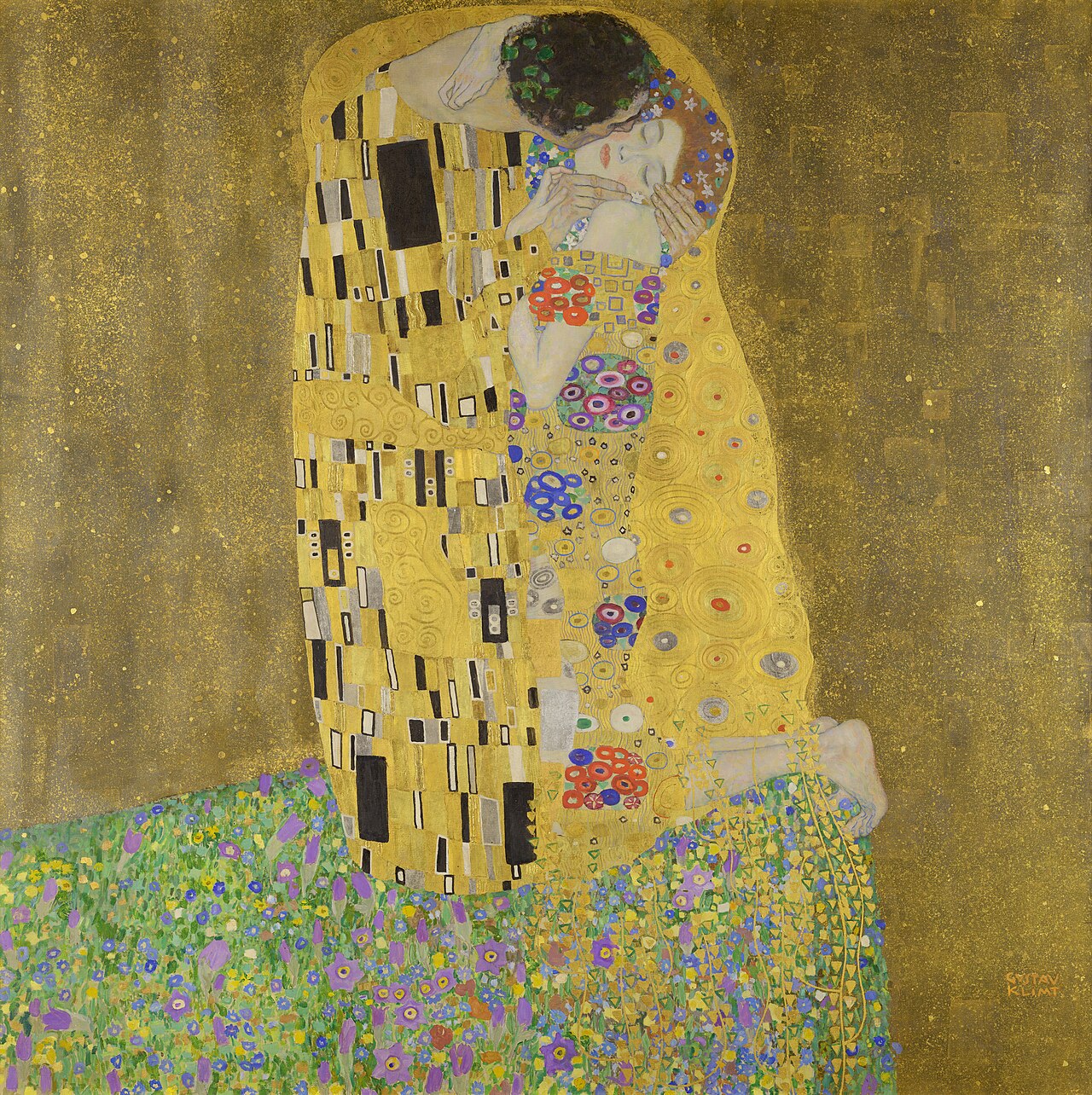 グスタフ・クリムト『接吻』1907-1908年、ベルヴェデーレ宮オーストリア絵画館蔵