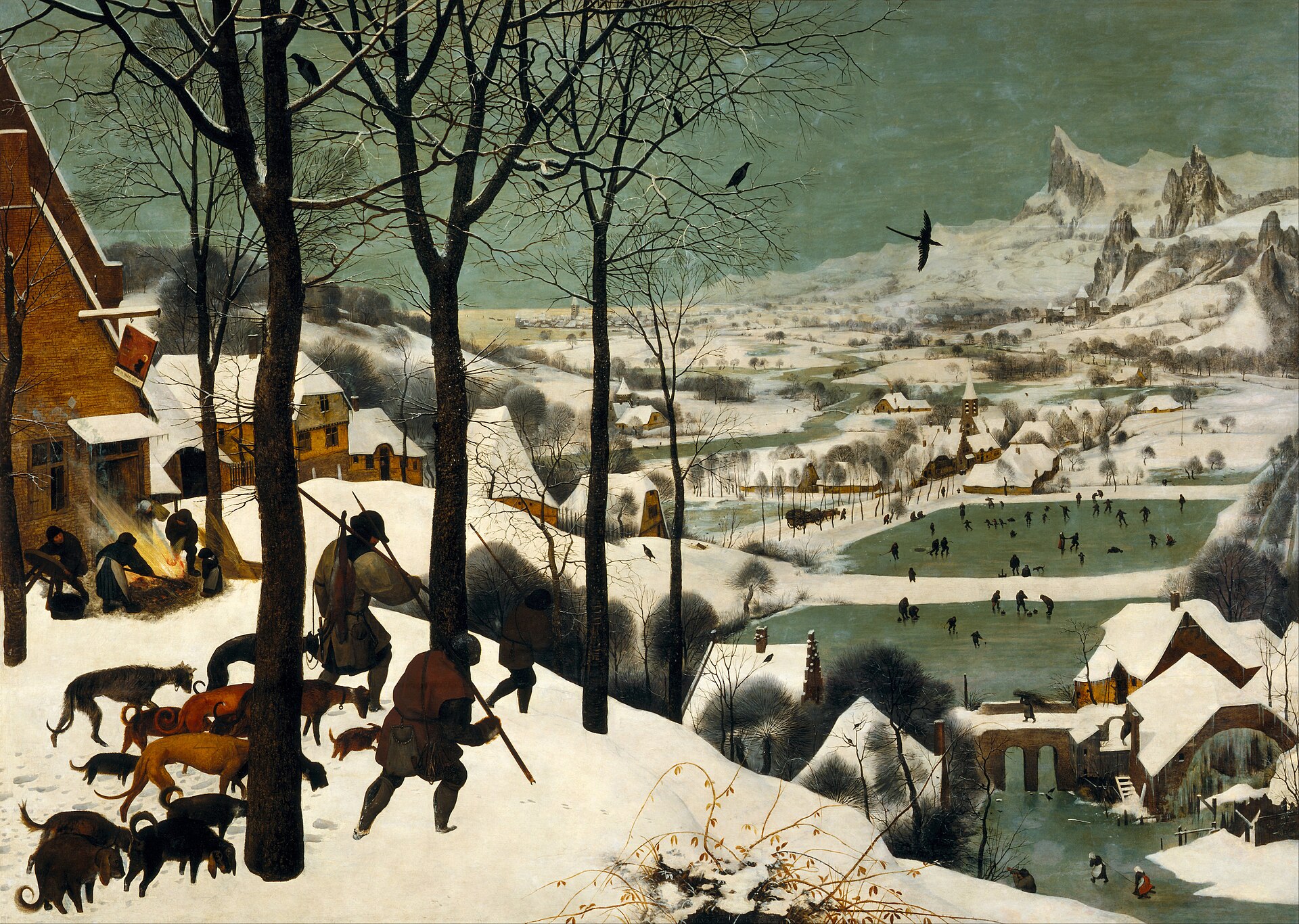 ピーテル・ブリューゲル（父）『雪中の狩人』1565年、ウィーン美術史美術館