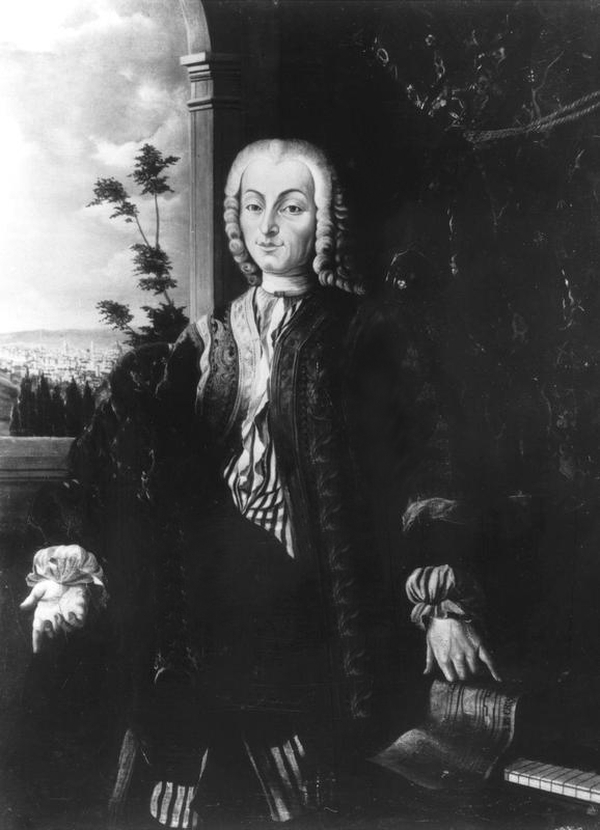 バルトロメオ・クリストフォリの肖像(1726年の油彩画を撮影した写真。原画は第二次世界大戦で失われた)
