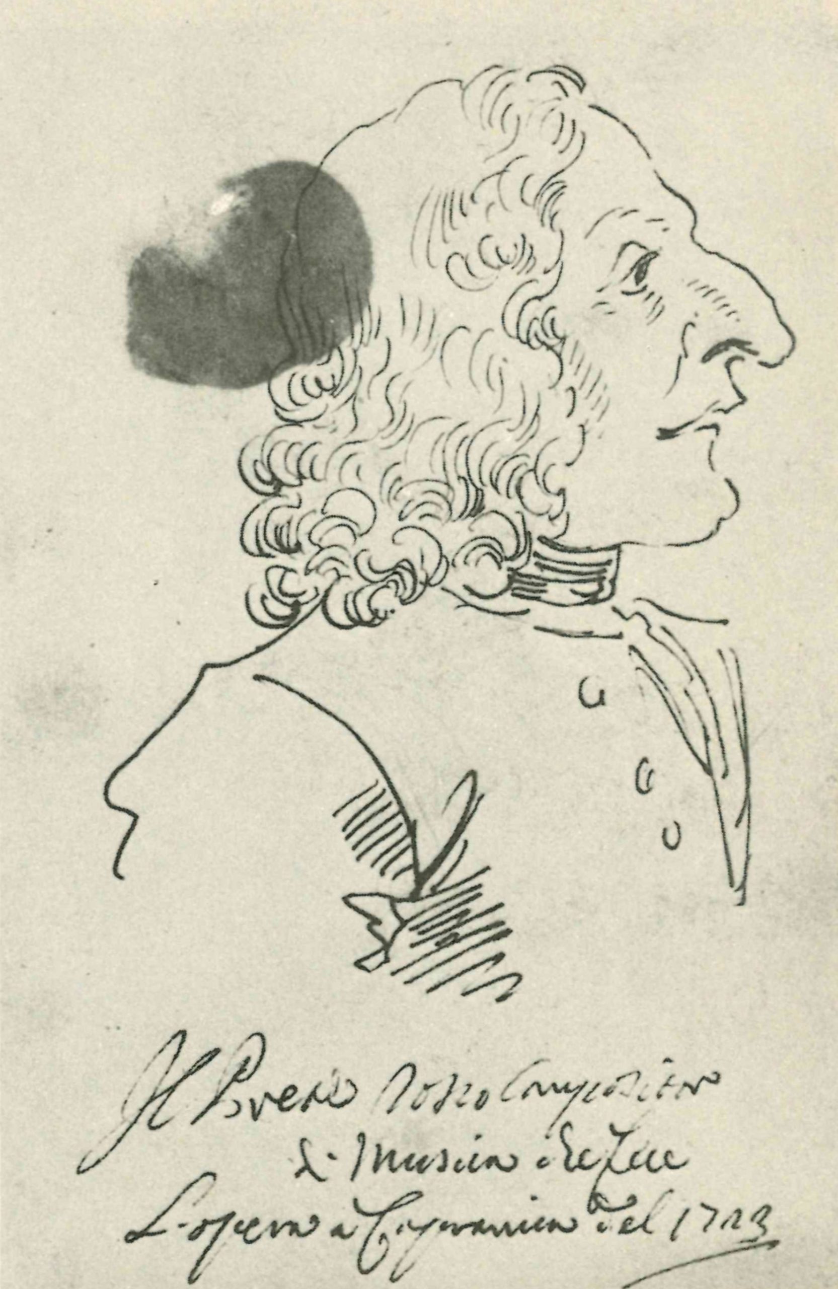 ピエル・レオーネ・ゲッツィが描いたヴィヴァルディの戯画（1723年）
