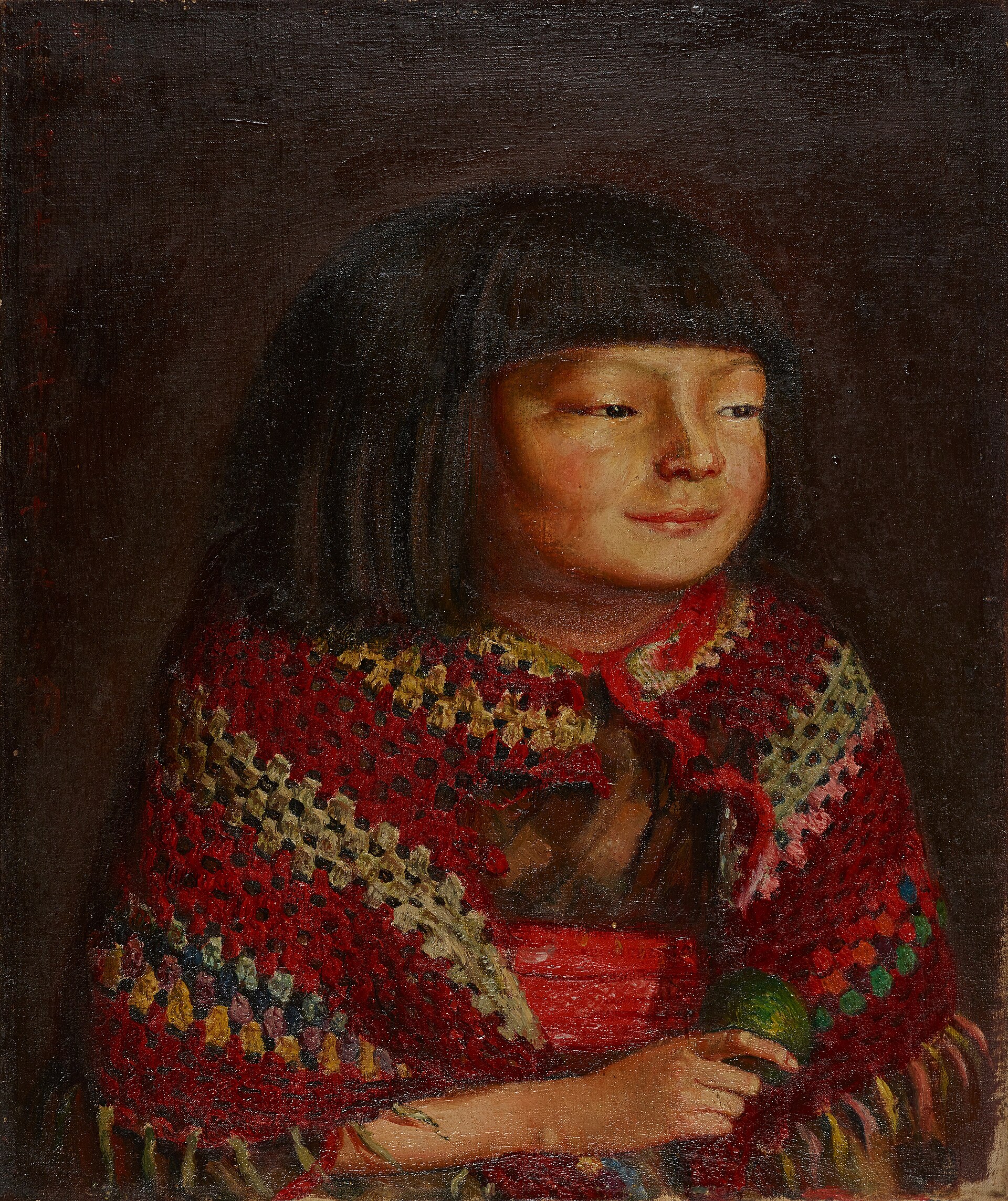 岸田劉生『麗子微笑(青果持テル)』1921年、東京国立博物館