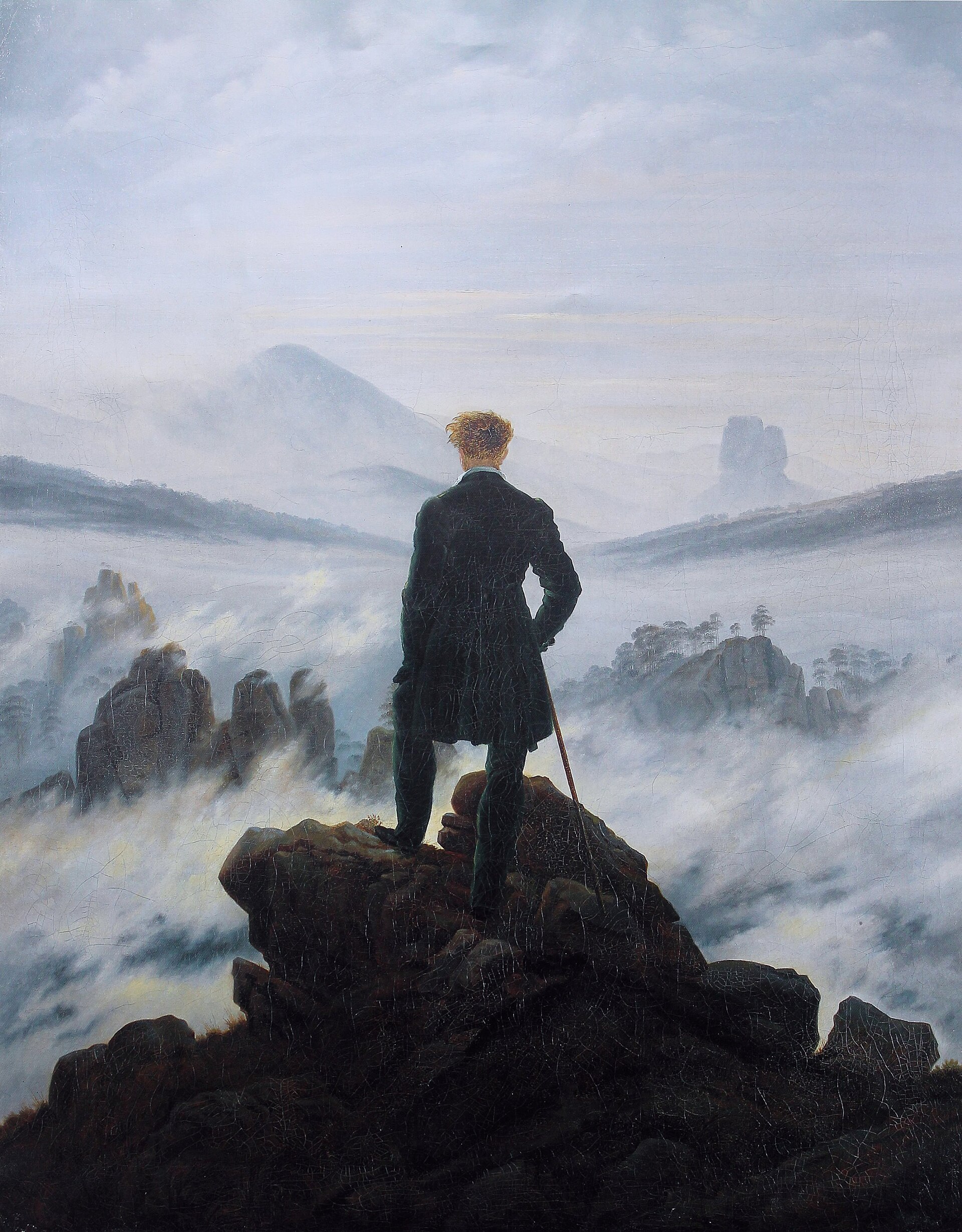 カスパー・ダーヴィト・フリードリヒ『雲海の上の旅人』1818年ごろ、ハンブルク美術館