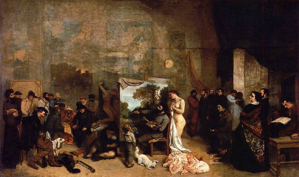 クールベ『画家のアトリエ』1855年、オルセー美術館