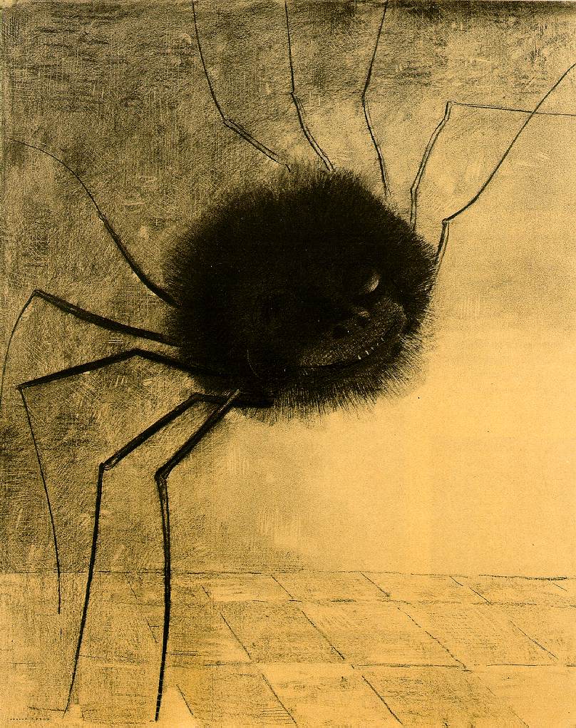 ルドン『笑う蜘蛛』1881年、木炭